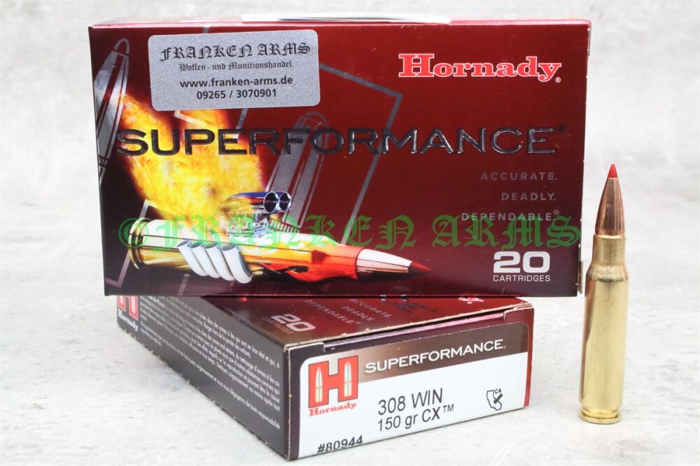 Hornady Superformance CX .308 Win. 150gr. 9,7g 20 Stück Staffelpreise