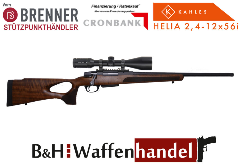 Brenner Komplettpaket: BR20 Lochschaft mit Kahles Helia 2.4-12x56 Jagd Repetierer Büchse Komplettset